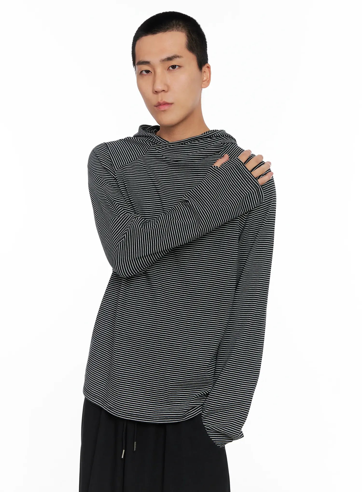 Men's Striped Long Sleeve Hoodie IS502