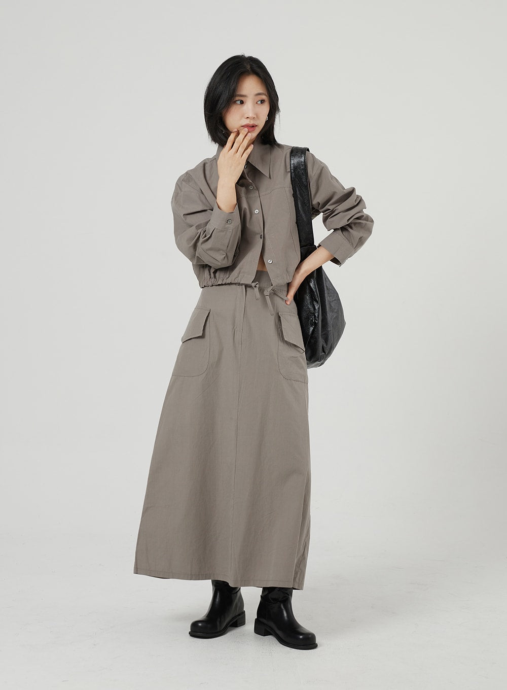 String Detail Cropped Shirt OF310