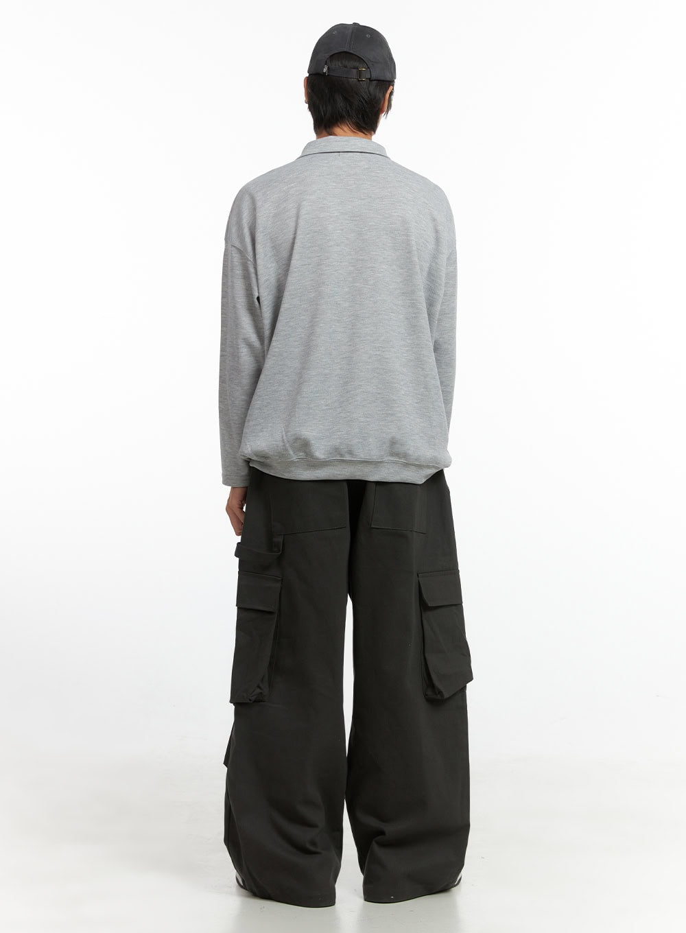 Men's Super Wide Cargo Pants (Dark Gray) IO417