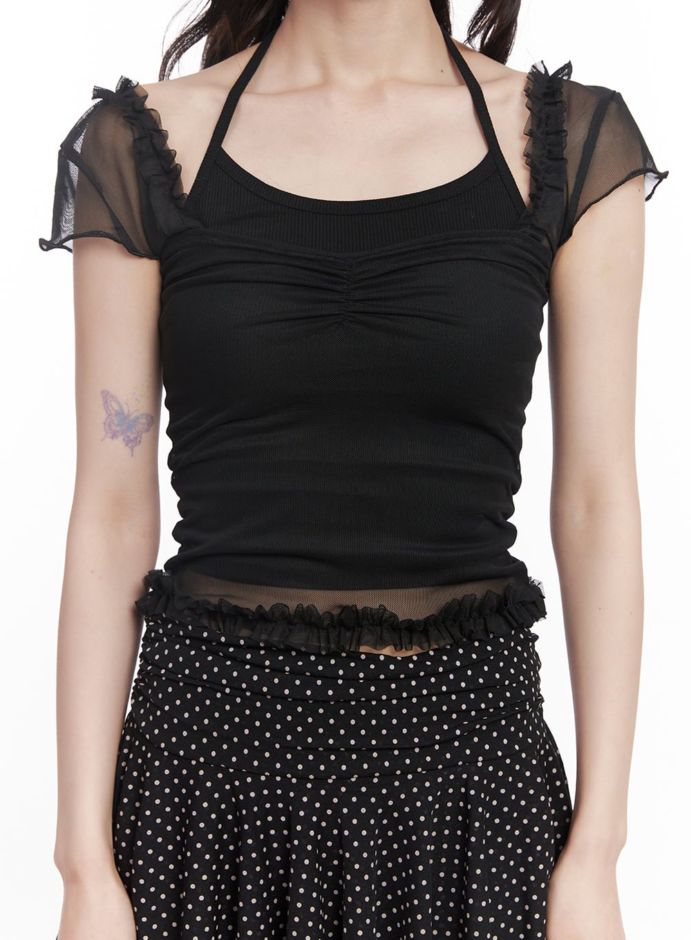 Puff Sleeve Sheer Top CY520