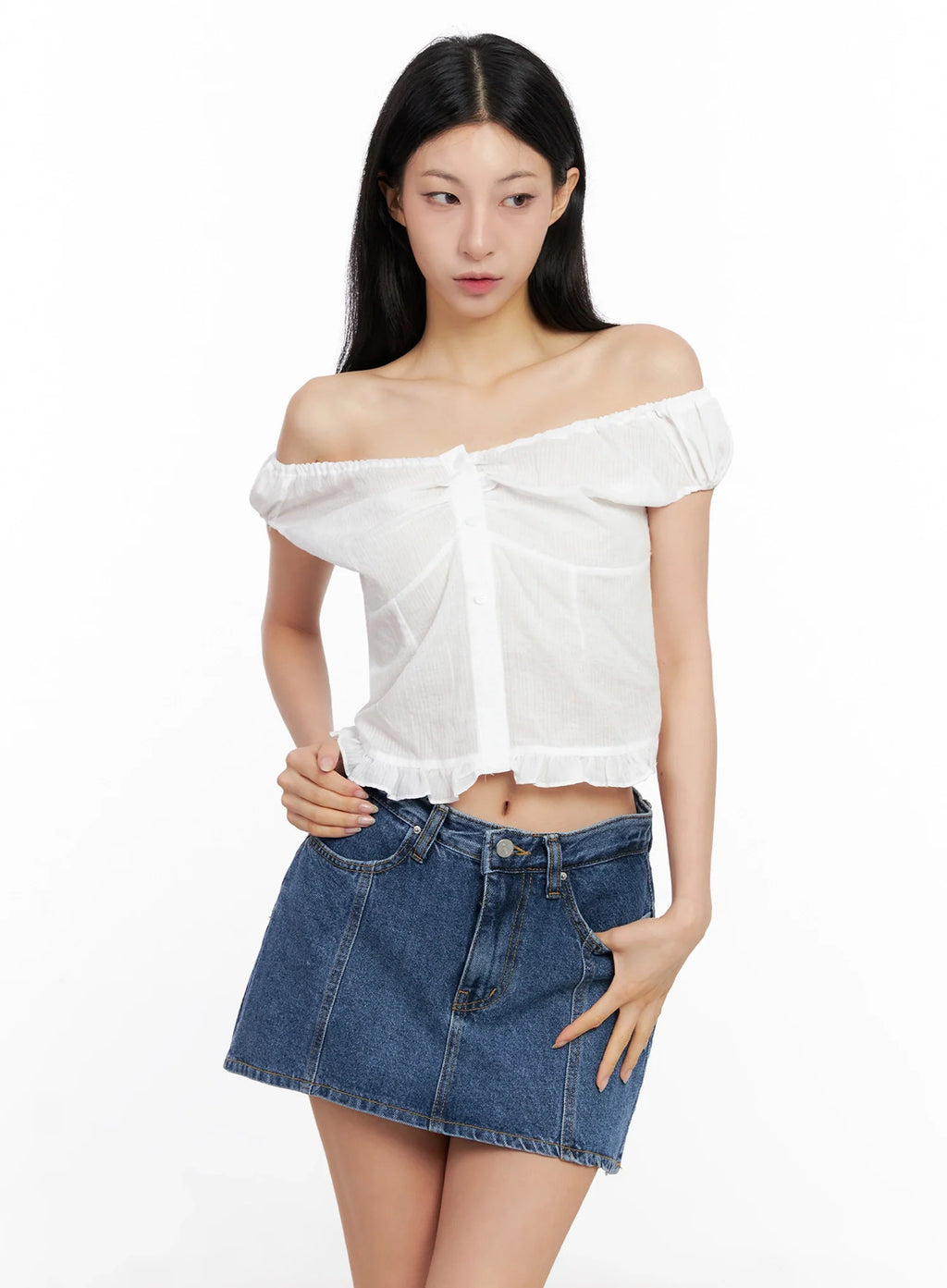 Off-Shoulder Puff-Sleeve Blouse IG508
