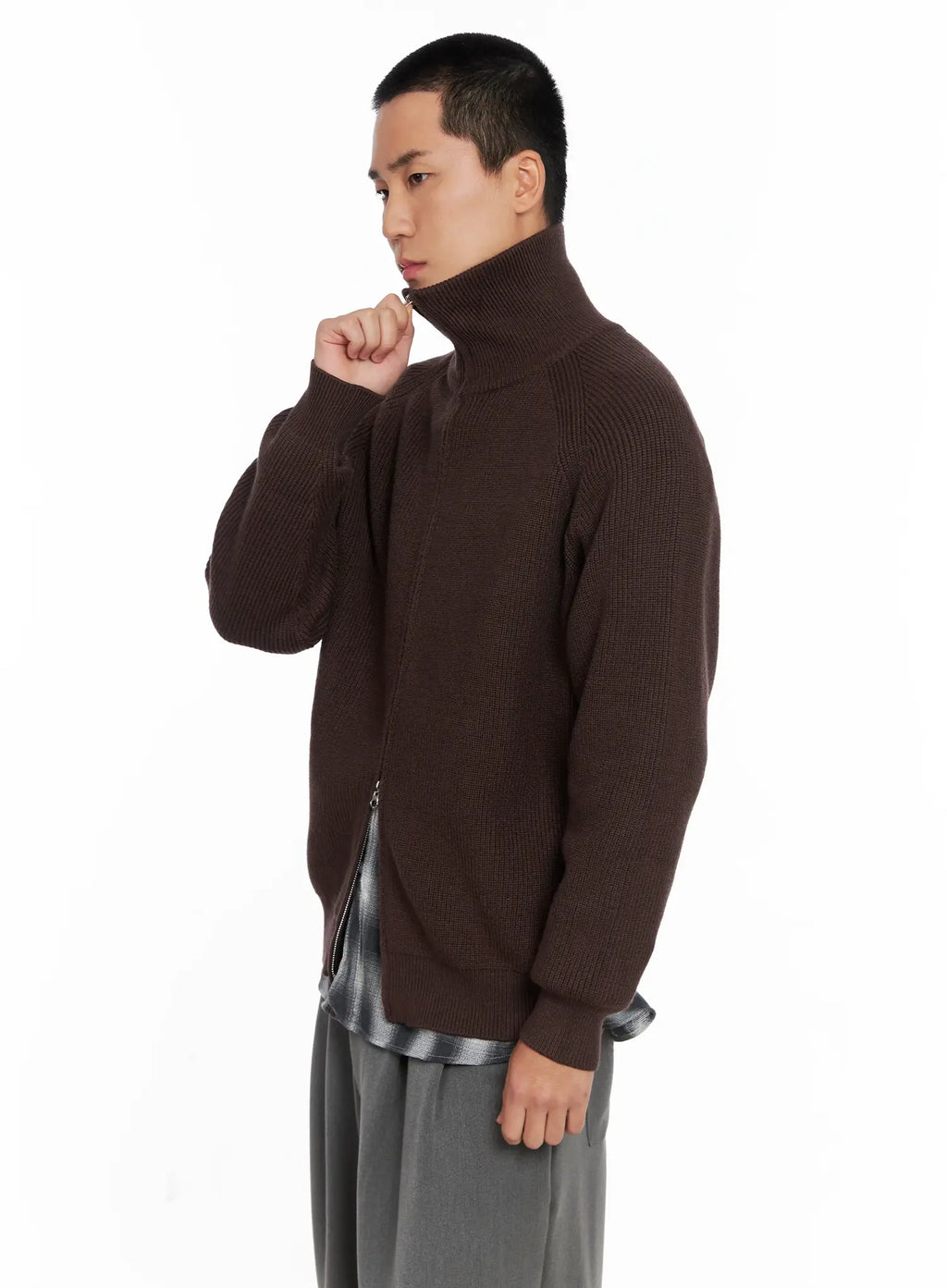 Men's Knit Zip-Up Sweater IS502