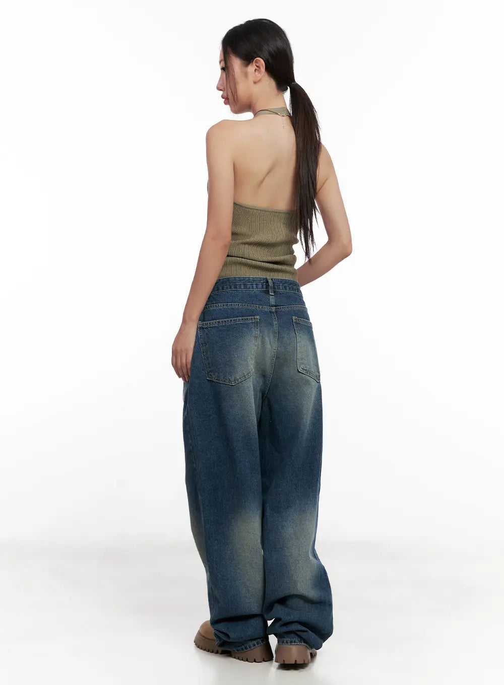 Daeun Washed Wide-Leg Denim Jeans CL521