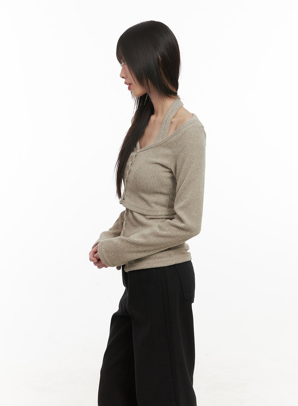 Halter Neck Buttoned Cardigan CD430