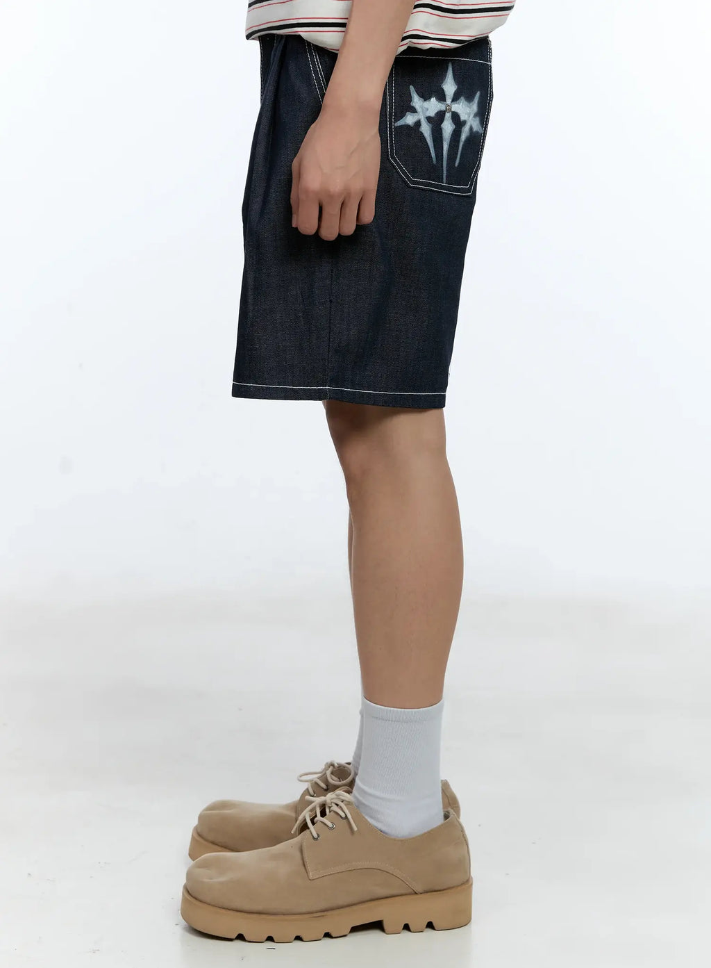 Men's Pleated Denim Jorts IL517