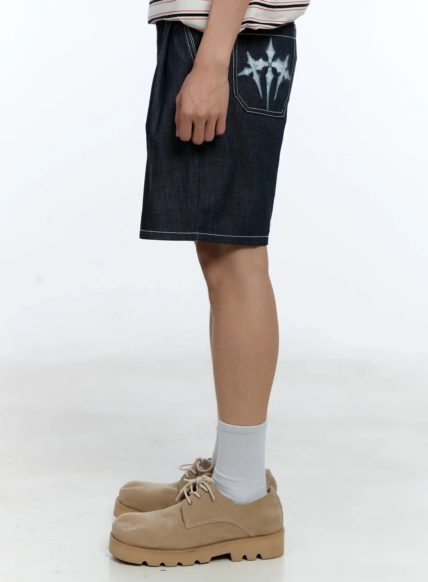 Men's Pleated Denim Jorts IL517
