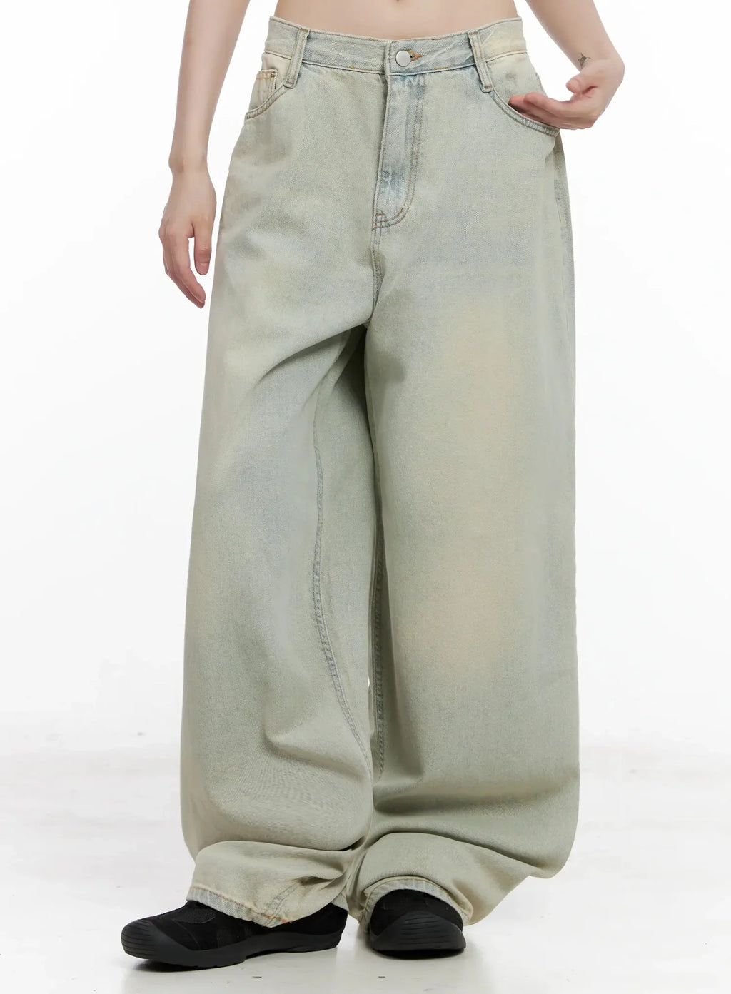 Xiaoting Vintage Style Wide-Leg Denim IL531