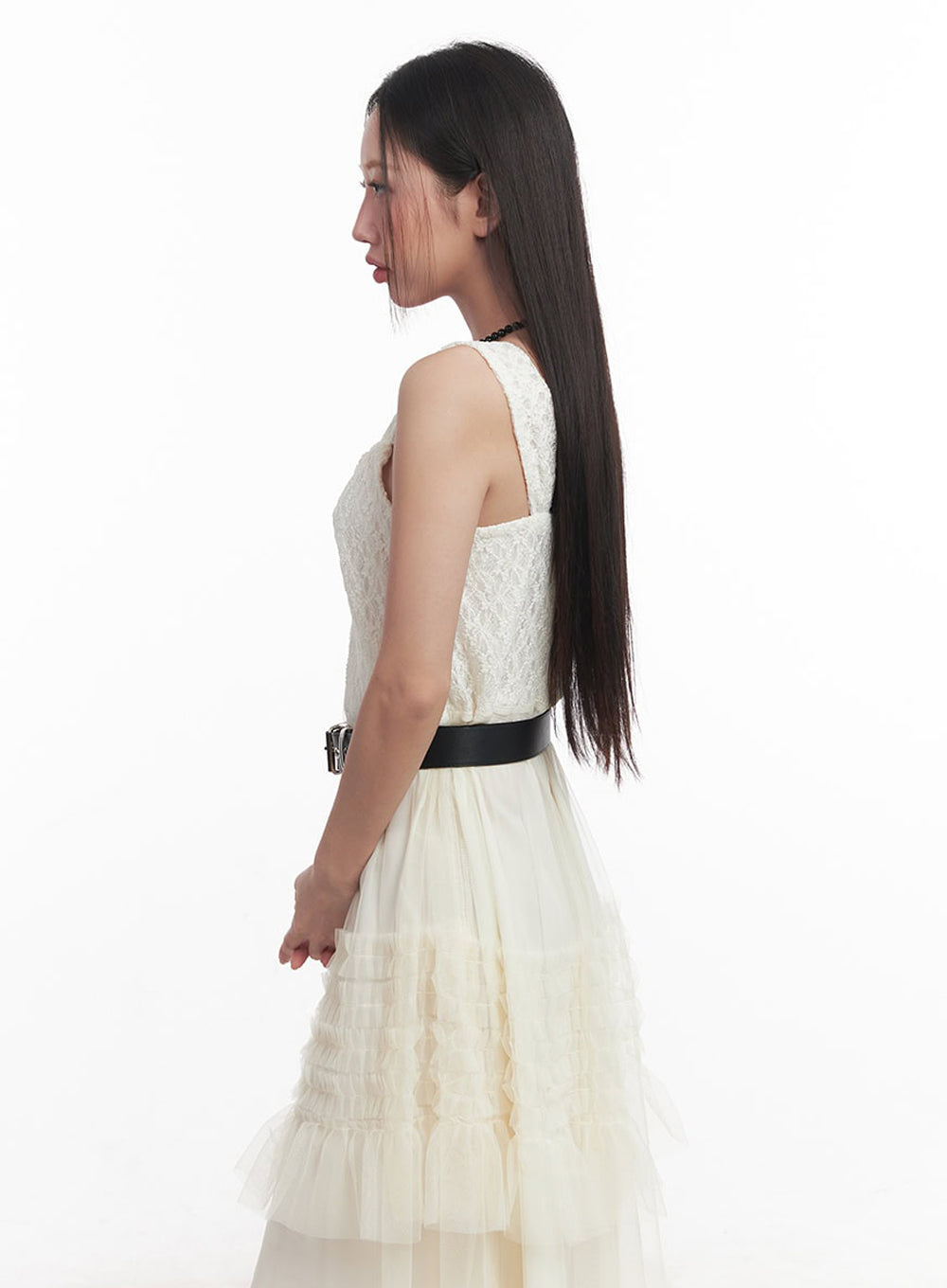 Sweetheart Ruffle Lace Maxi Dress IM528