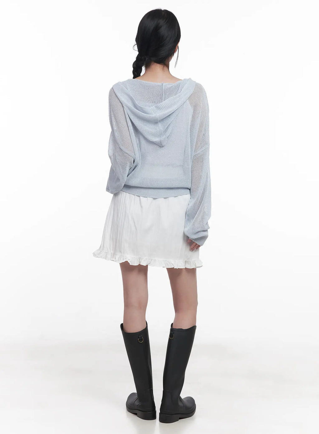 Sheer Buttoned Hooded Cardigan CU523