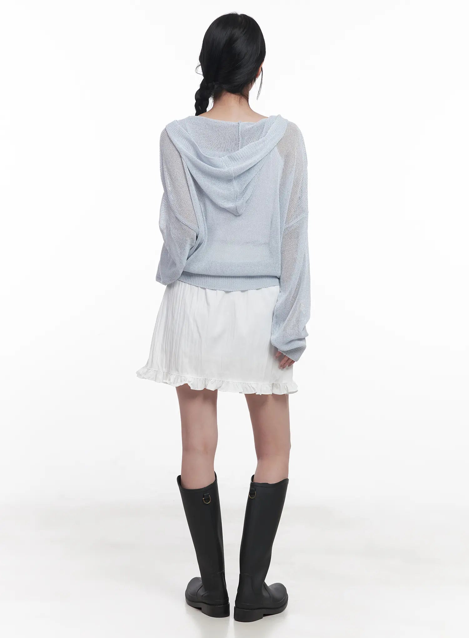 Sheer Buttoned Hooded Cardigan CU523