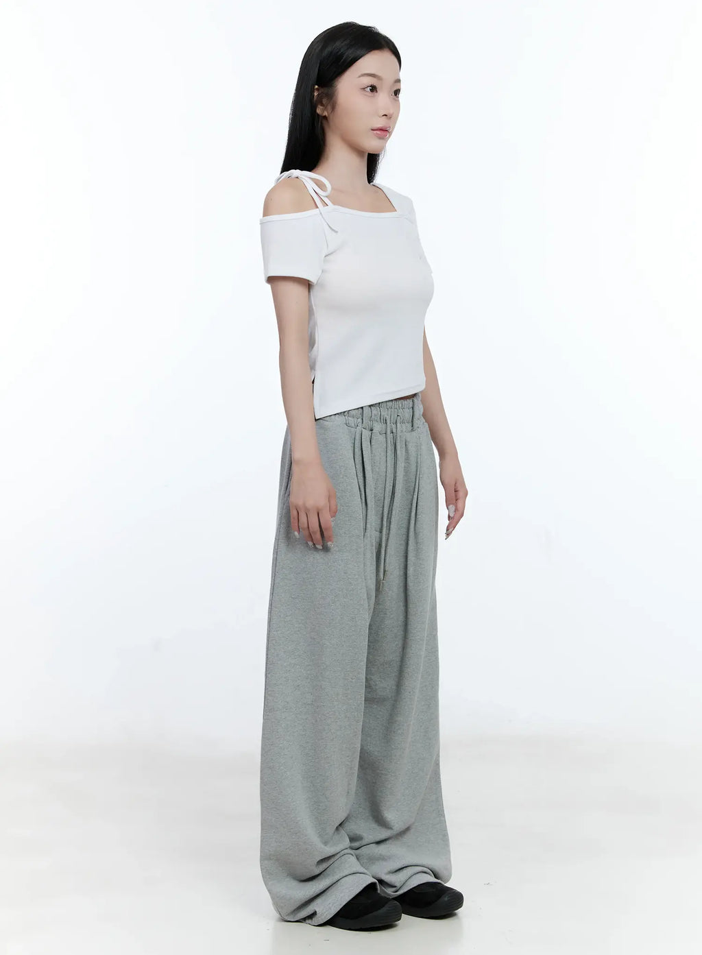 Cozy Pintuck Wide-Leg Sweatpants CG501