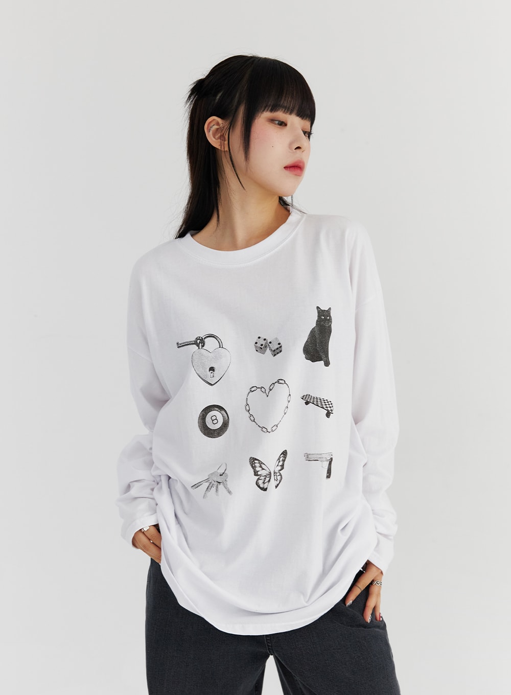 Loose Fit Cute Print Tee CS327