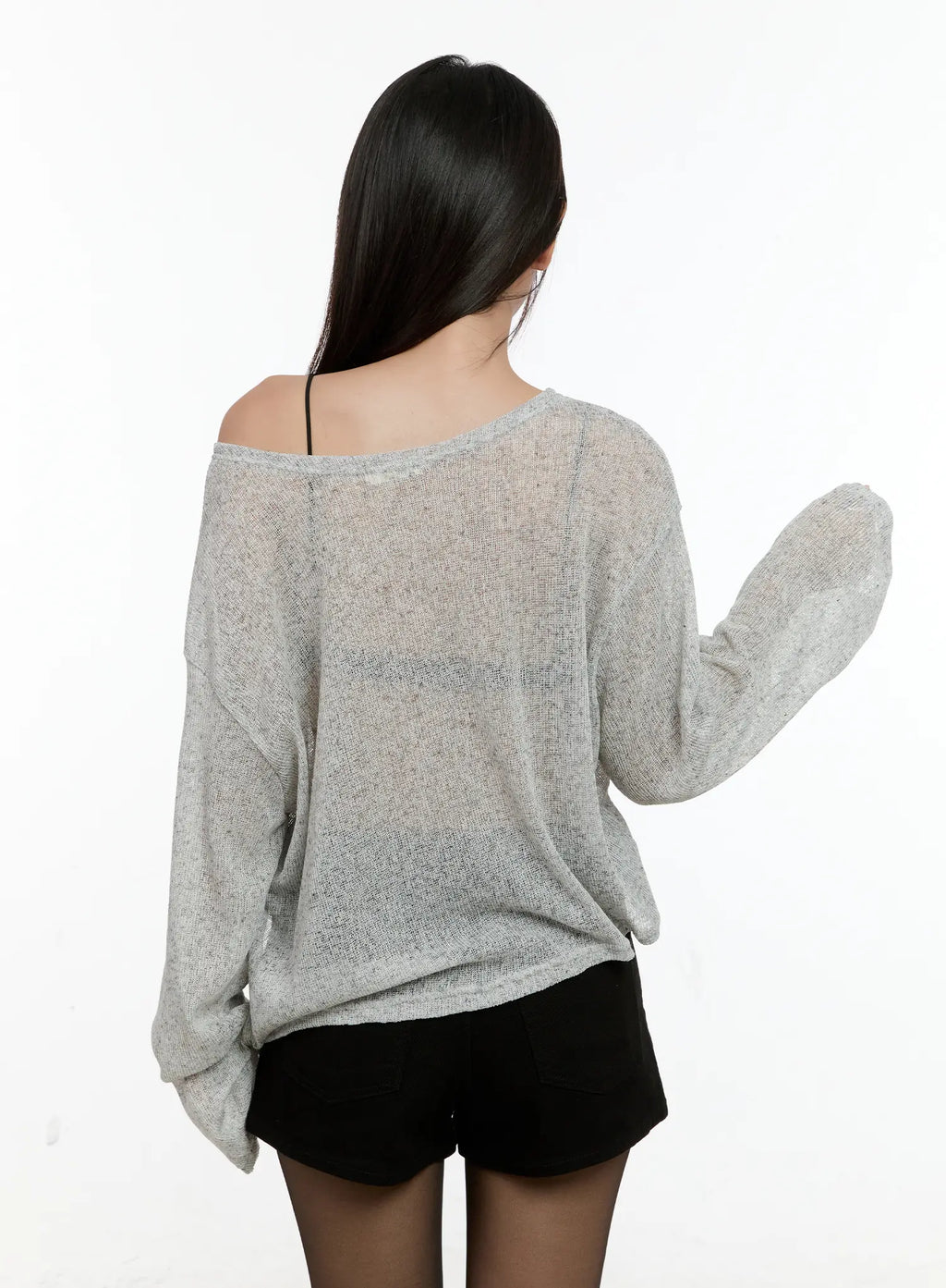 Off-Shoulder Sheer Long-Sleeve Top CG501