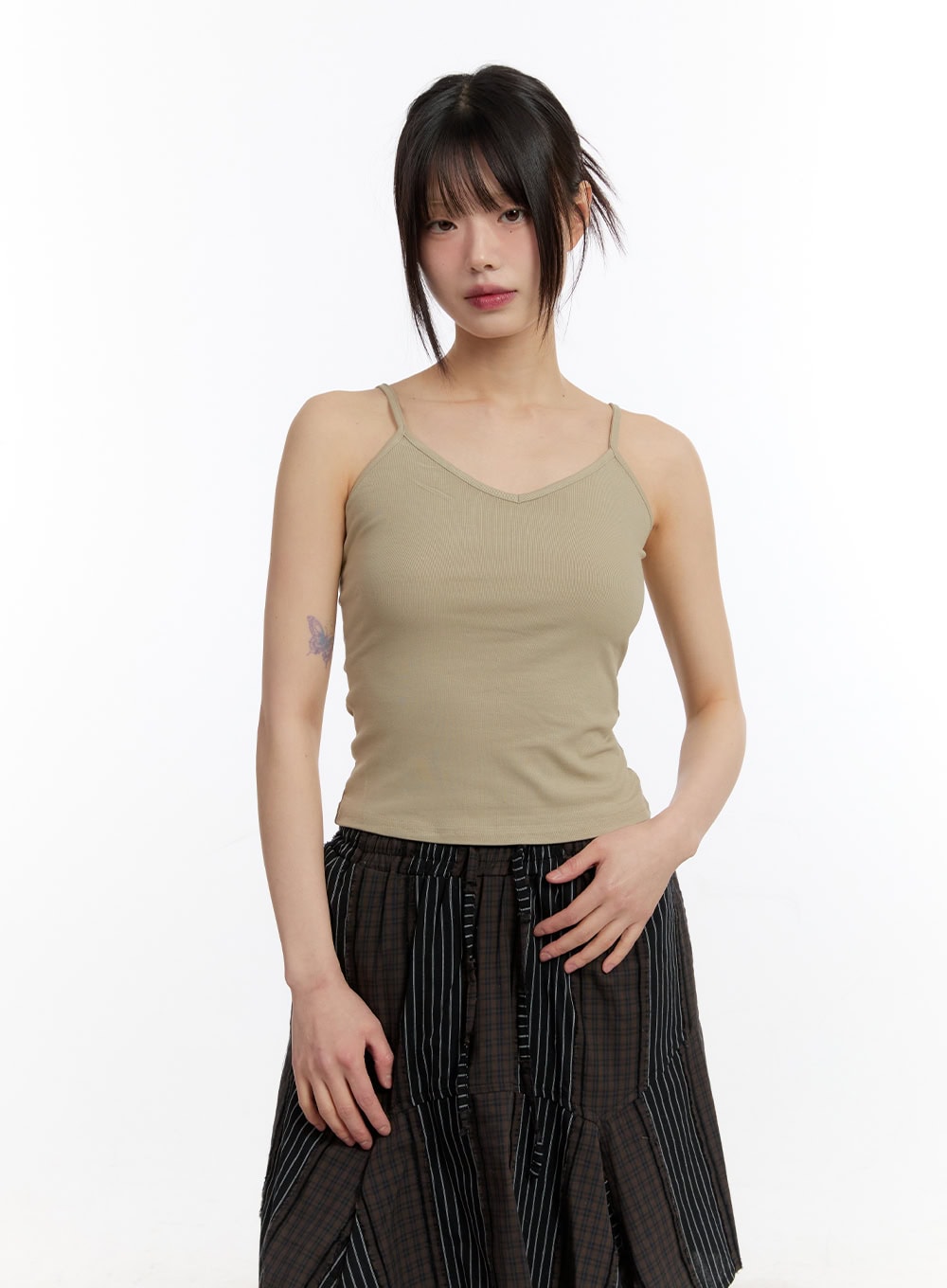 Mesh Knit Sweater with Belt and Tank Top CA508