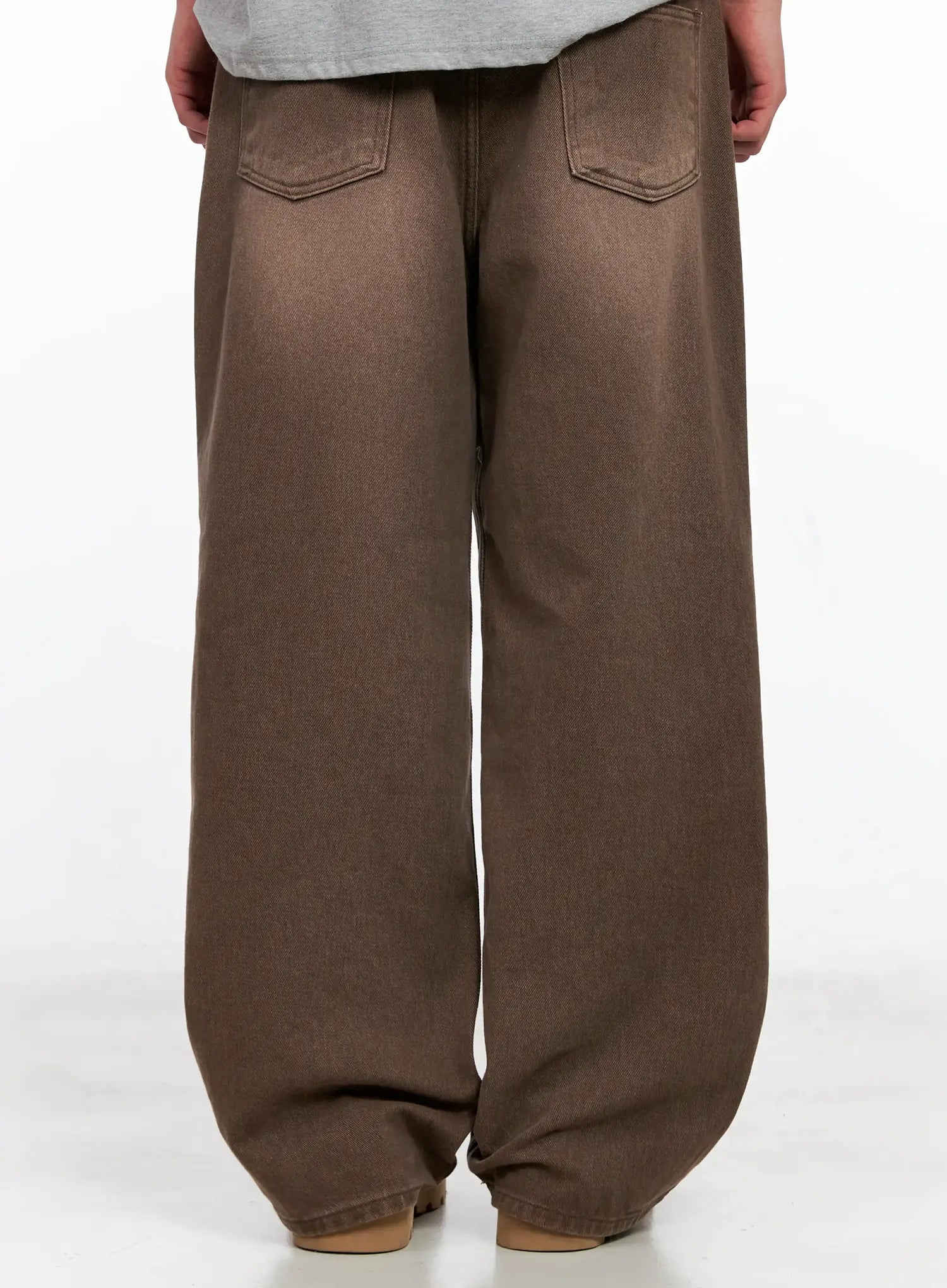 Men's Washed Wide-Leg Denim Jeans IG511