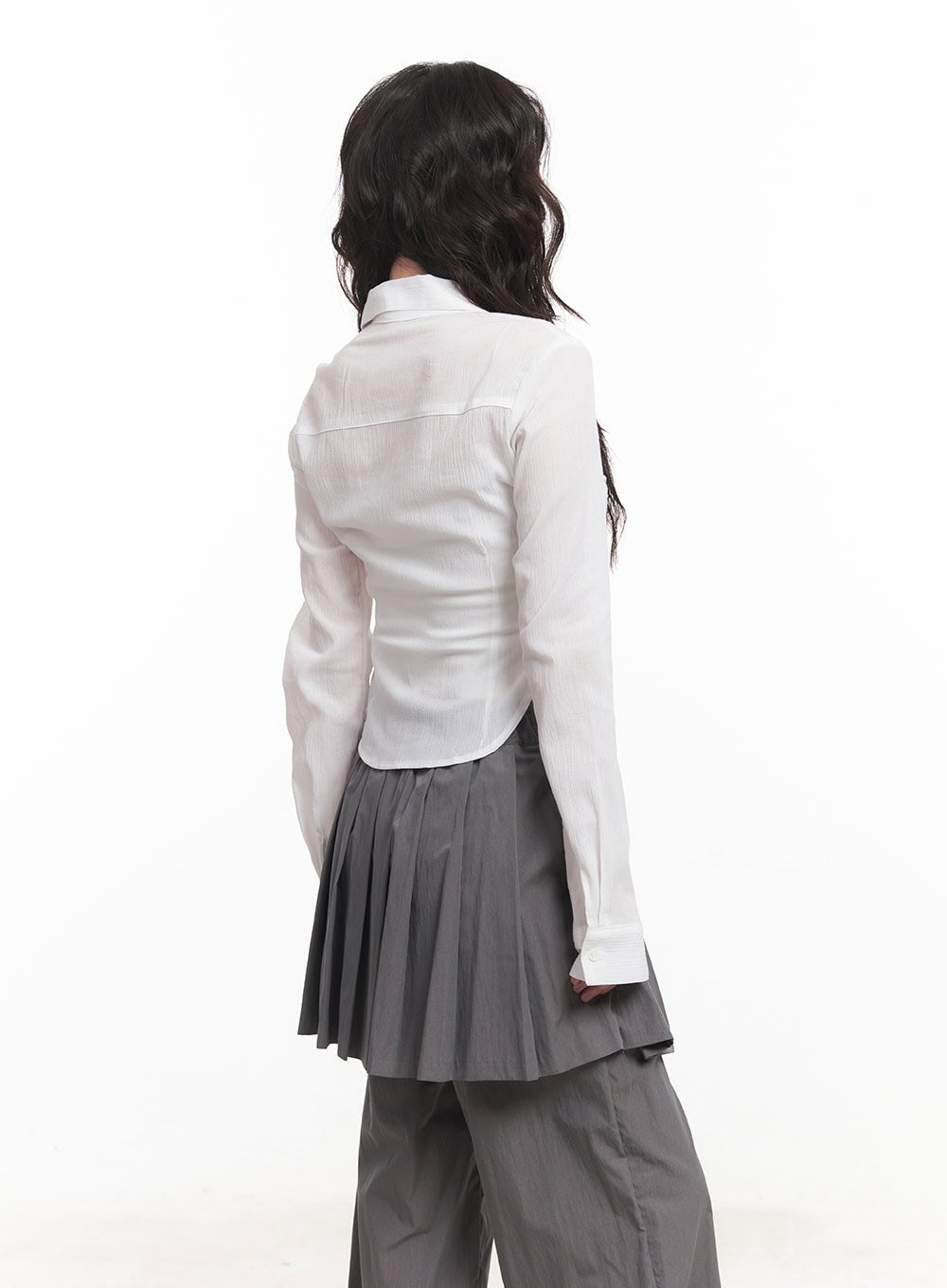 Sheer Collared Button-Down Shirt CA518