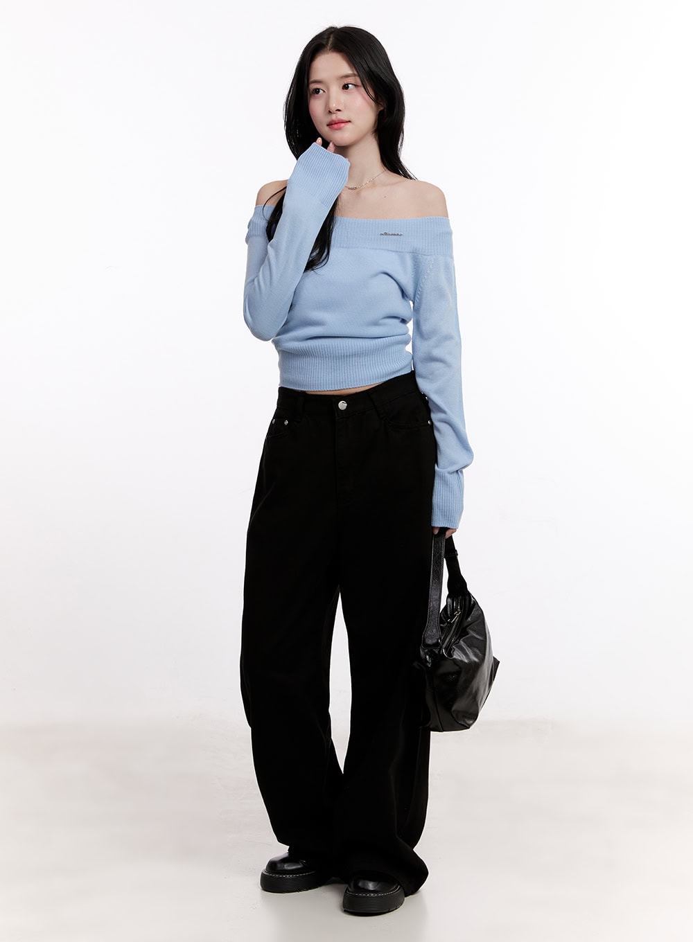 Elegant Off-Shoulder Crop Sweater CM527