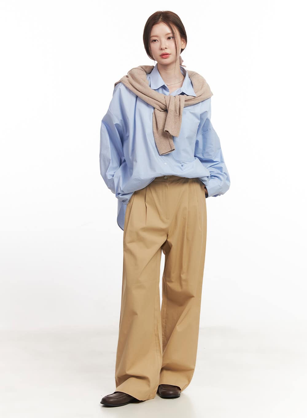 Cotton Oversized Button-Up Shirt CA502