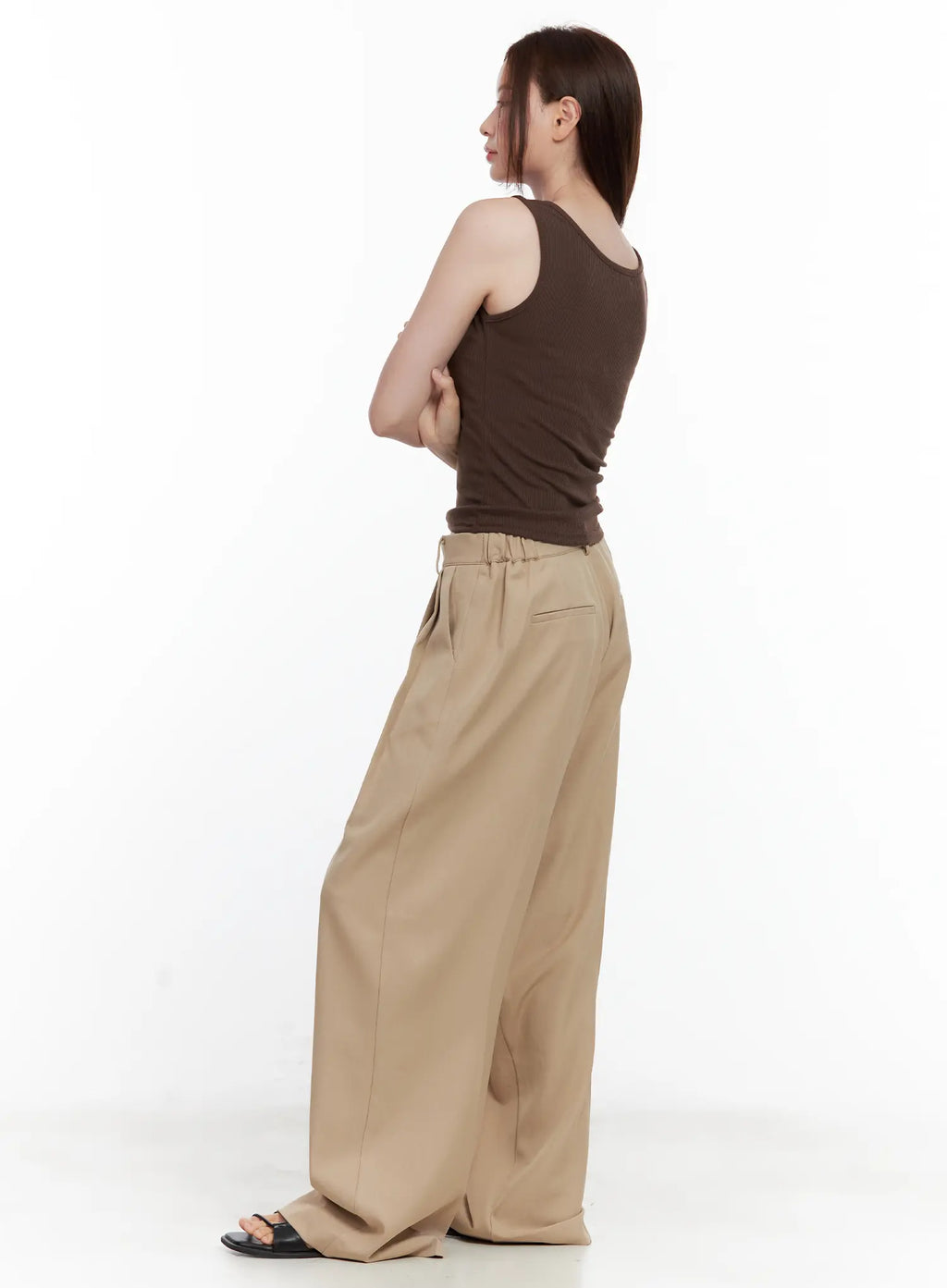 Wide-Leg Pintuck Slacks CL502