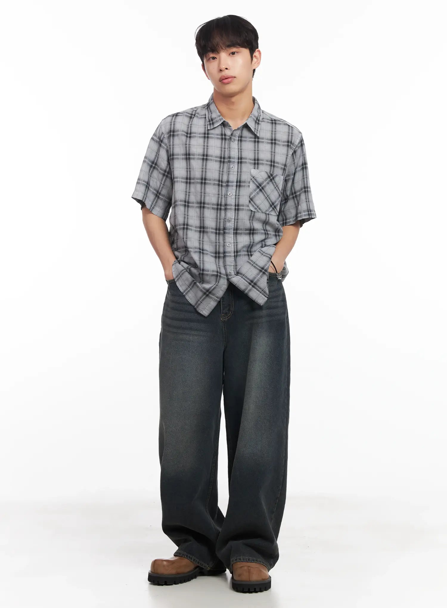 Men's Short-Sleeve Flannel Shirt IU519