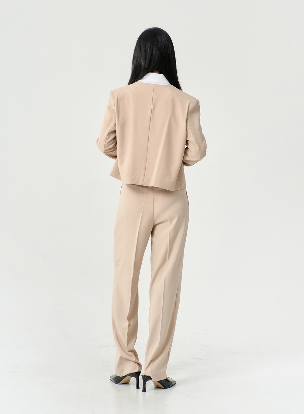 No Collar Semi Cropped Blazer OS13