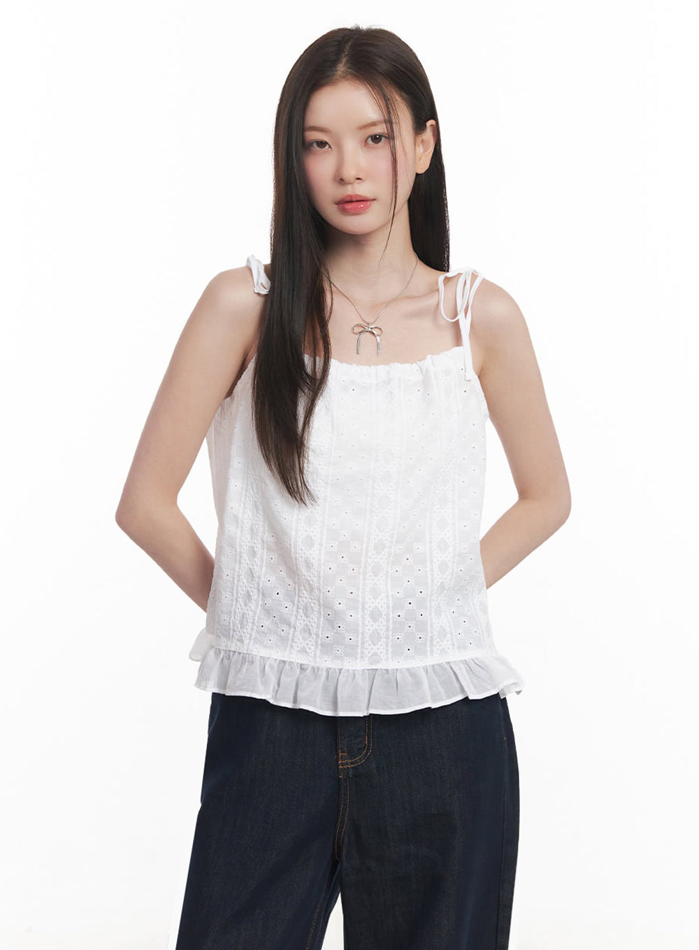 Frill Lace Ribbon Cami Top IY509