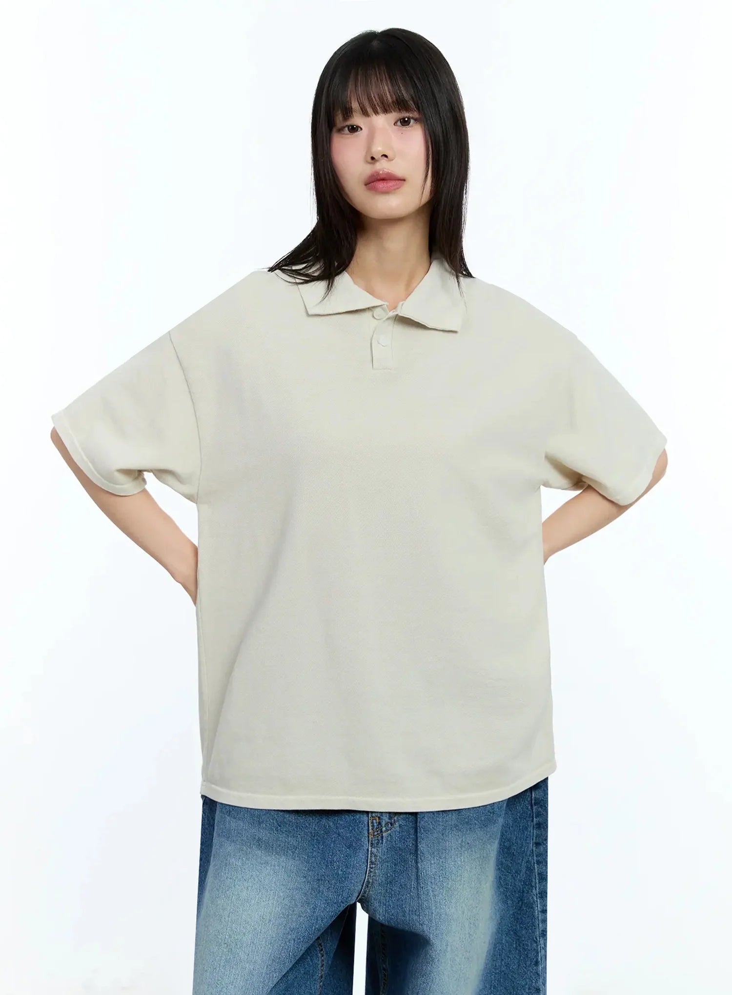 Oversized Short-Sleeve Polo Shirt IU523
