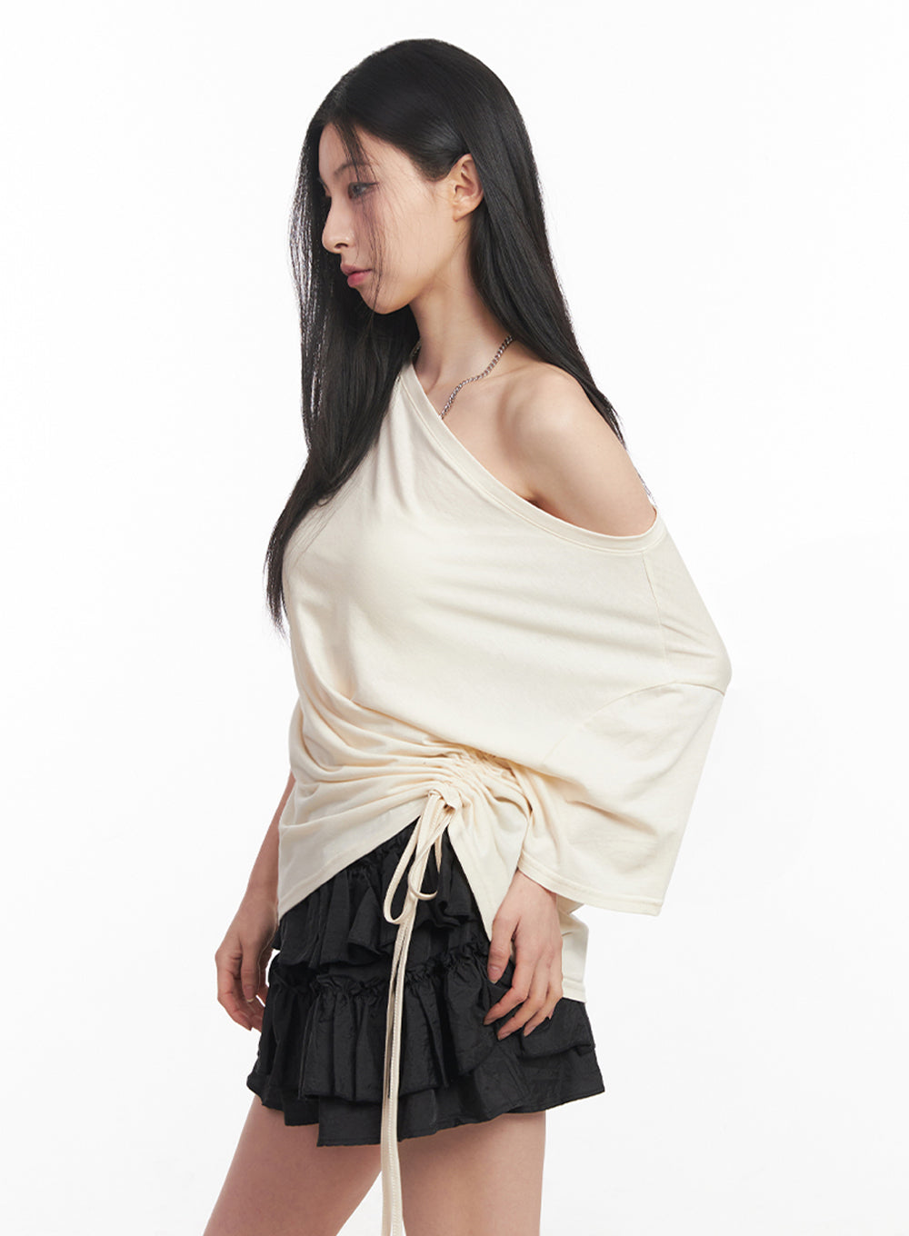 Shirred One-Shoulder Top IY516