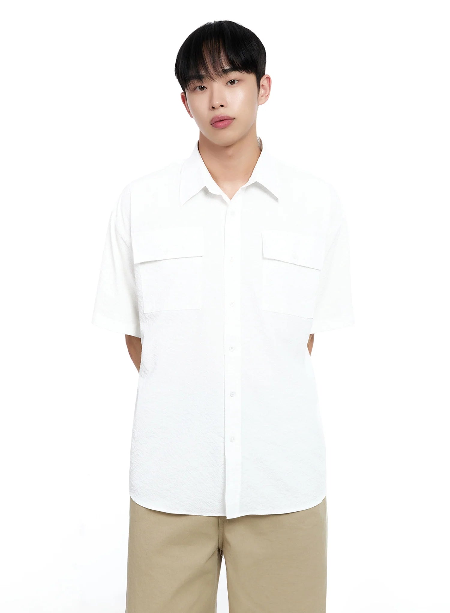 Men's Casual Crinkle Texture Shirt IG520