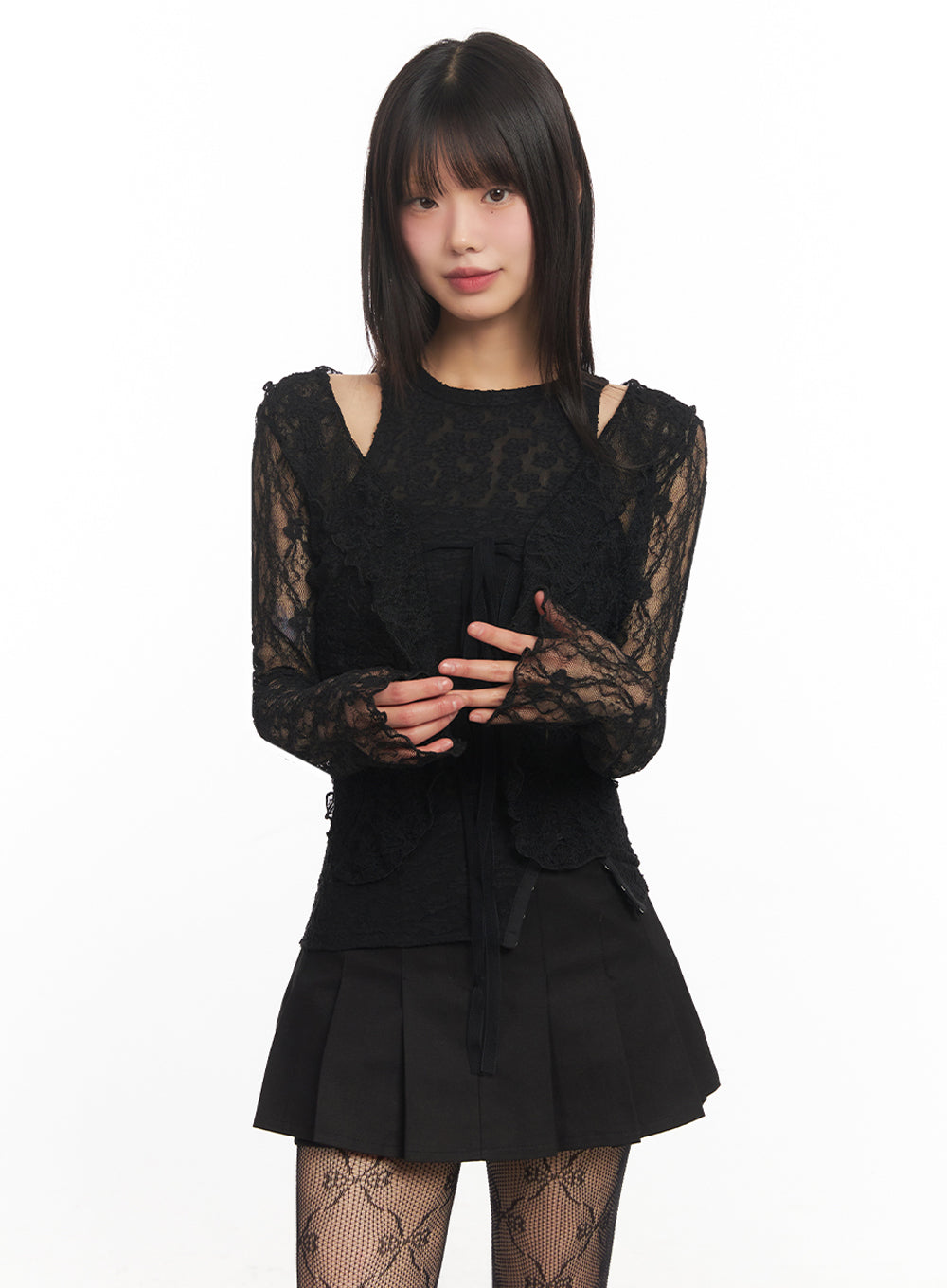 Sheer Lace Strap Cardigan IY502