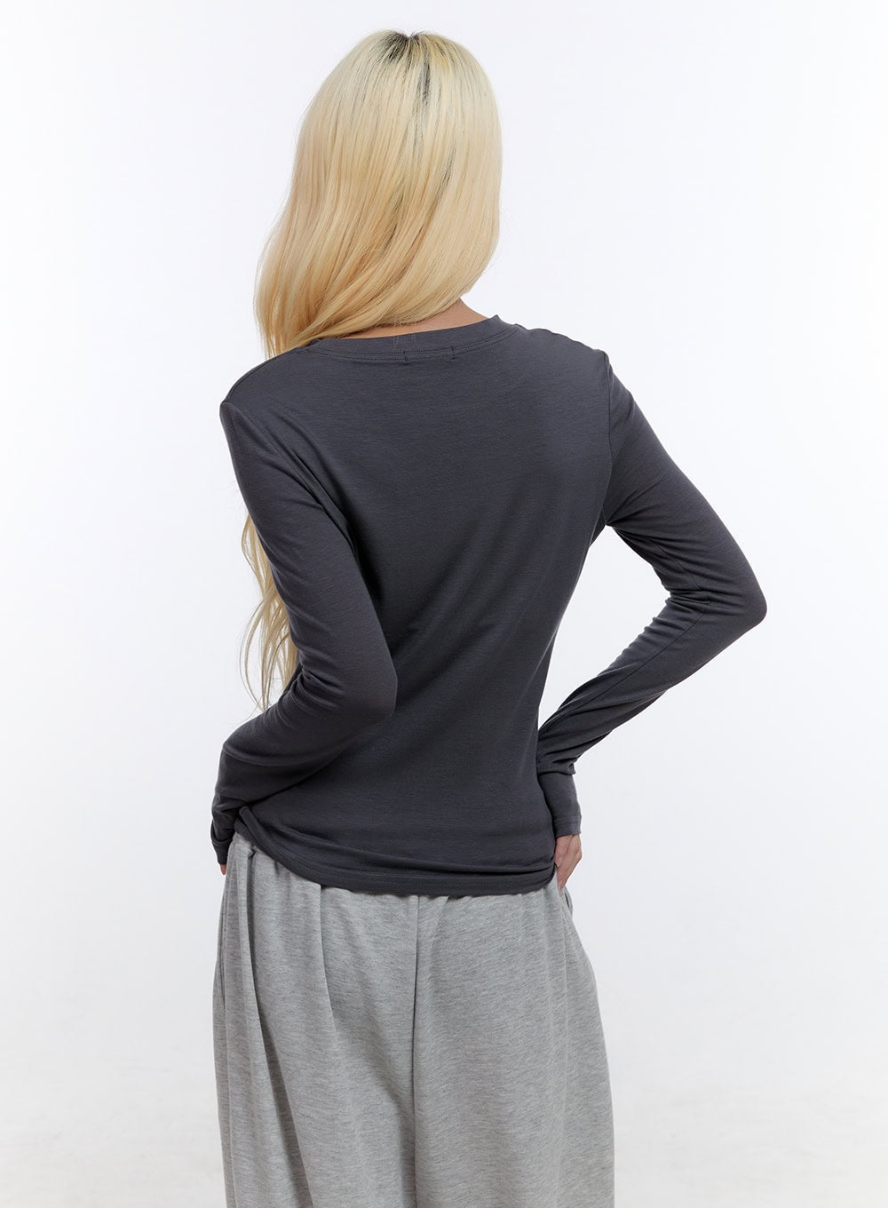 Lettering Long Sleeve Slim TShirt CO419