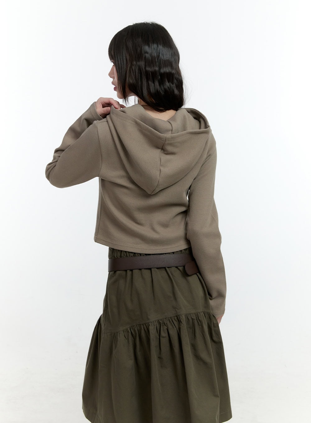 Shirring Buttoned Hooded Cardigan CF506