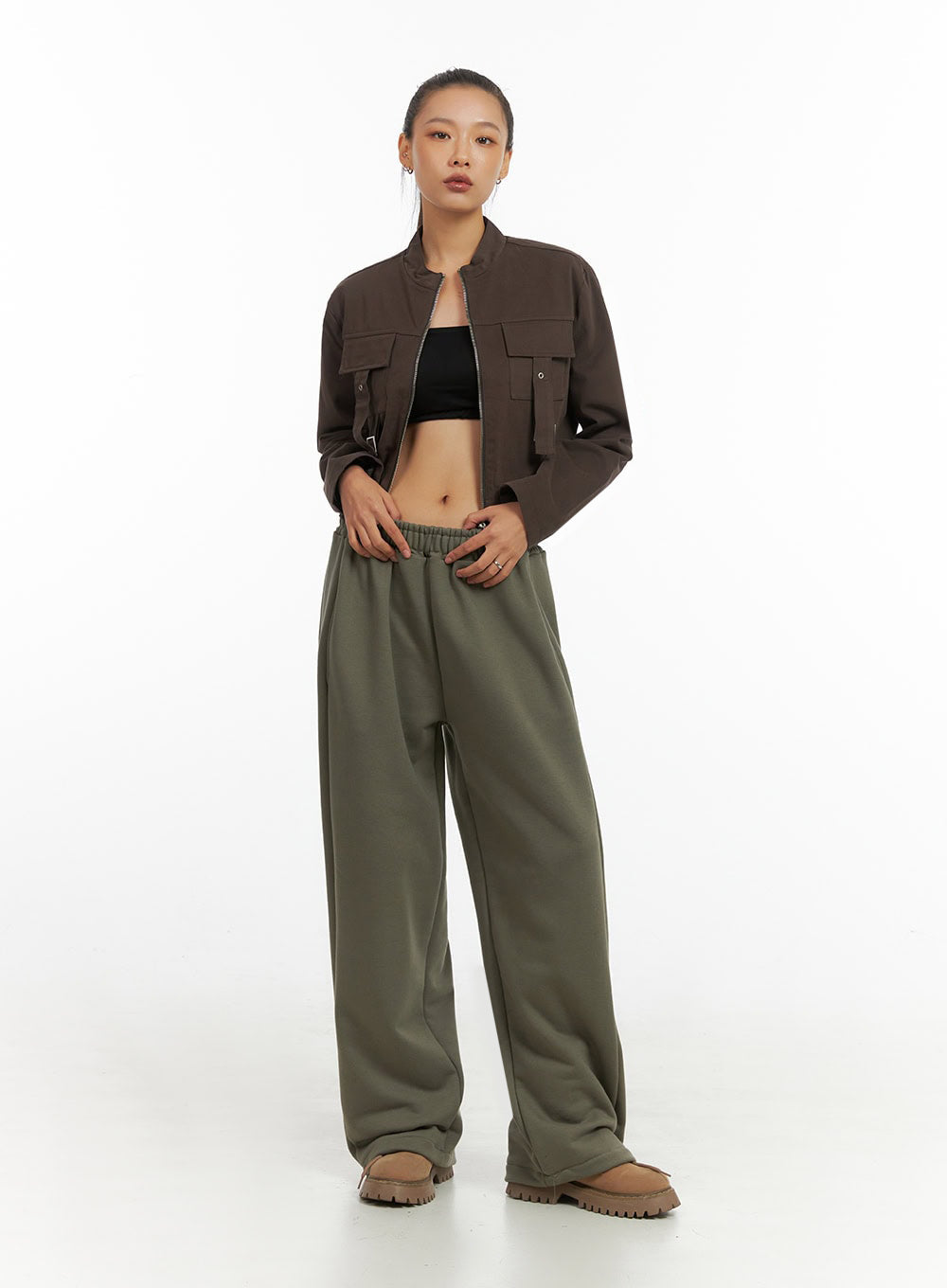 Fit Cotton Zip-Up Solid Jacket IO409