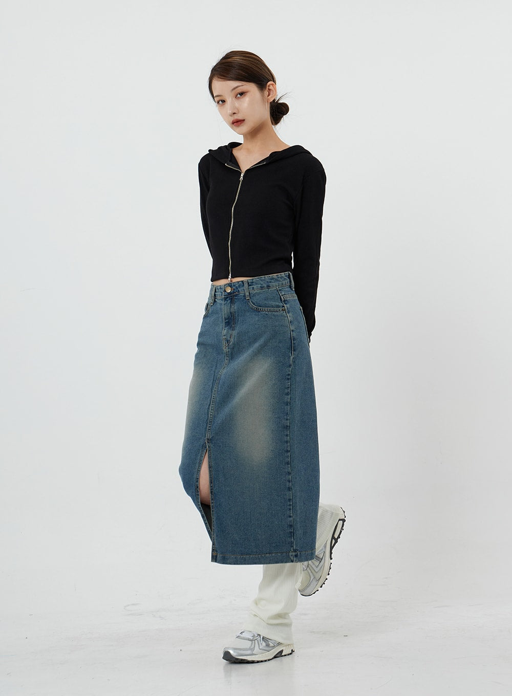 Washing Denim Long Skirt CS19