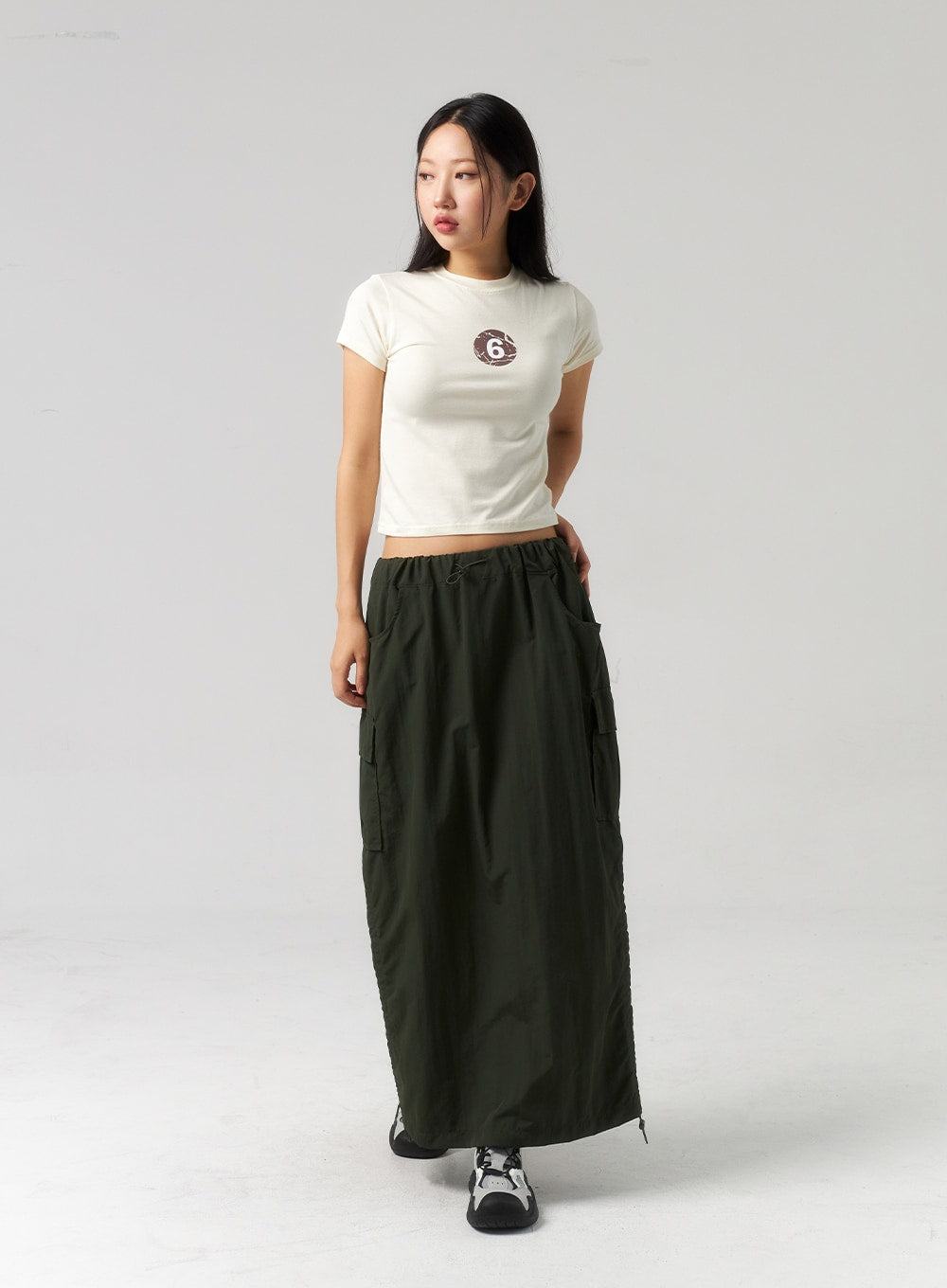 Cargo Nylon Maxi Skirt CU327