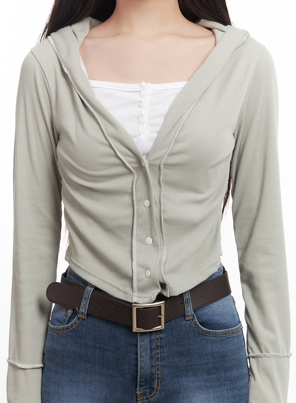 Hooded Layered Crop Cardigan CM531