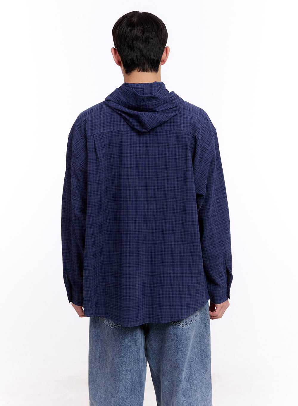 Men's Loose-Fit Plaid Hooded Shirt IM512