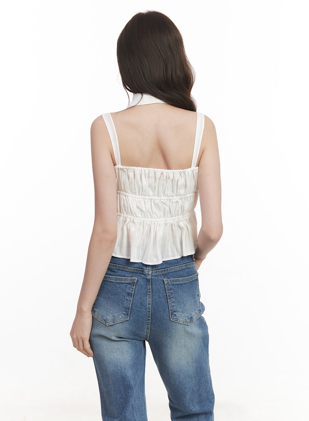 Flirty Frill Crop Cami Top with Scarf CA501