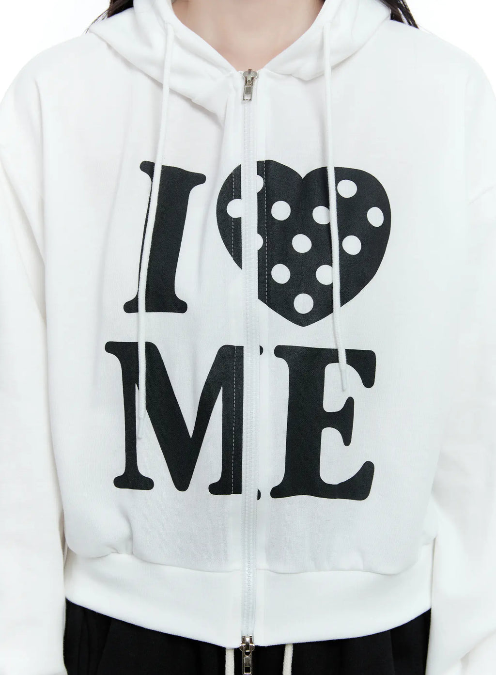 Polka-Dot Graphic Zip-Up Hoodie CG514