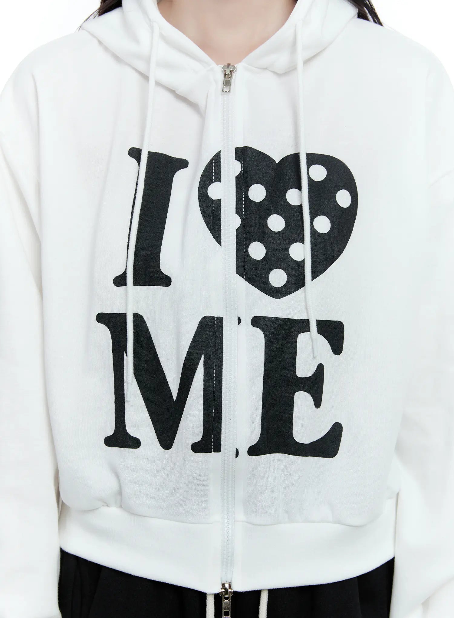 Polka-Dot Graphic Zip-Up Hoodie CG514