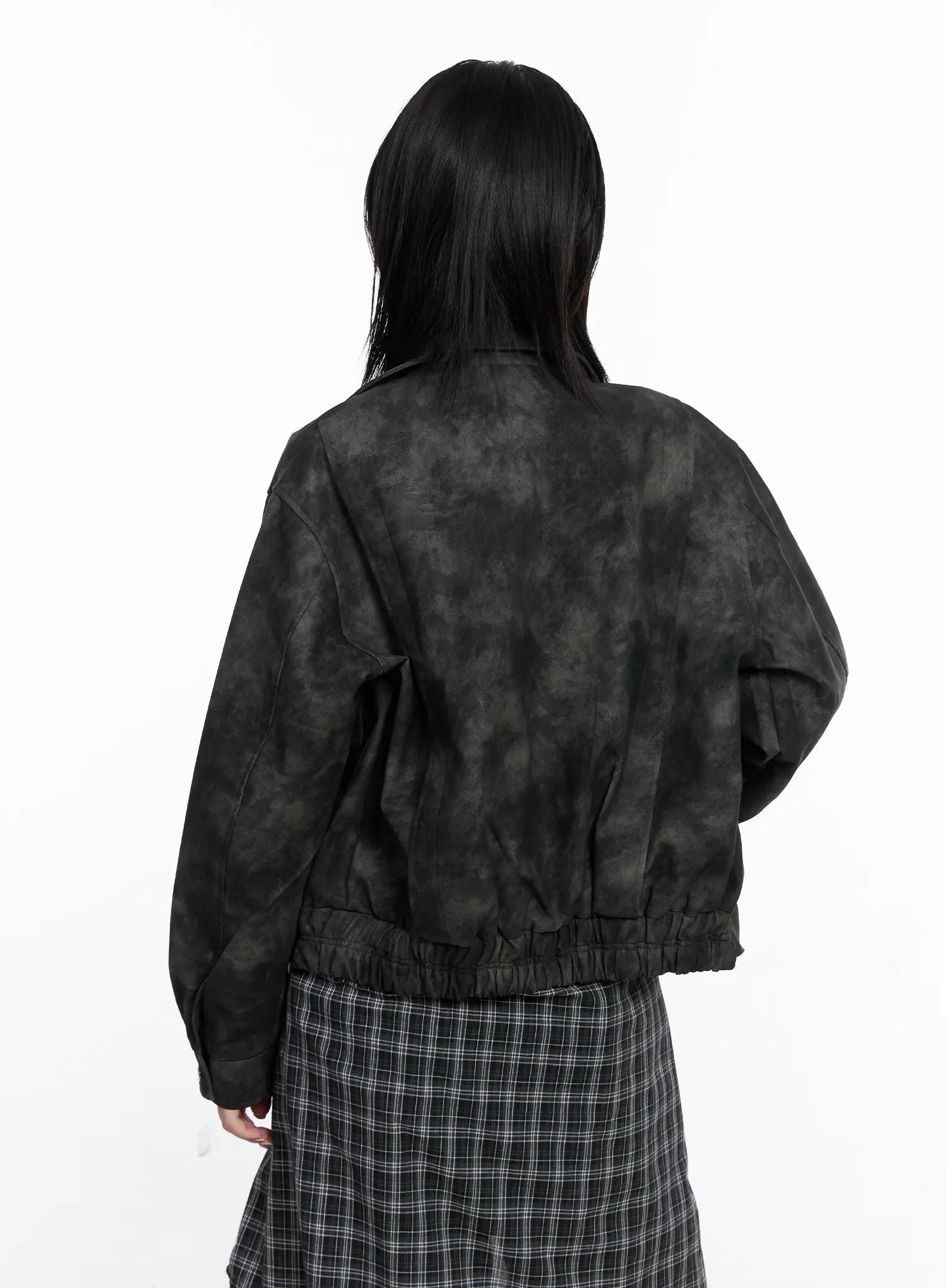 Vintage Washed Faux Leather Jacket CS512