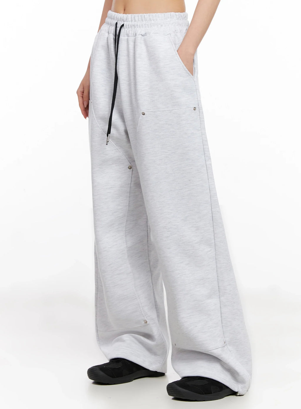 Wide-Leg Stud Accent Sweatpants IG508