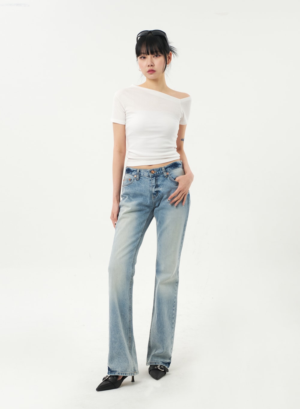 Unbalanced Neck Tee CA328