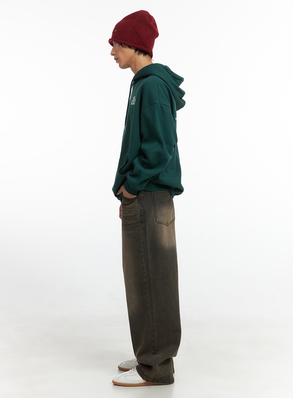 Men's Cotton Hooded Sweatshirt (Dark green) IO402