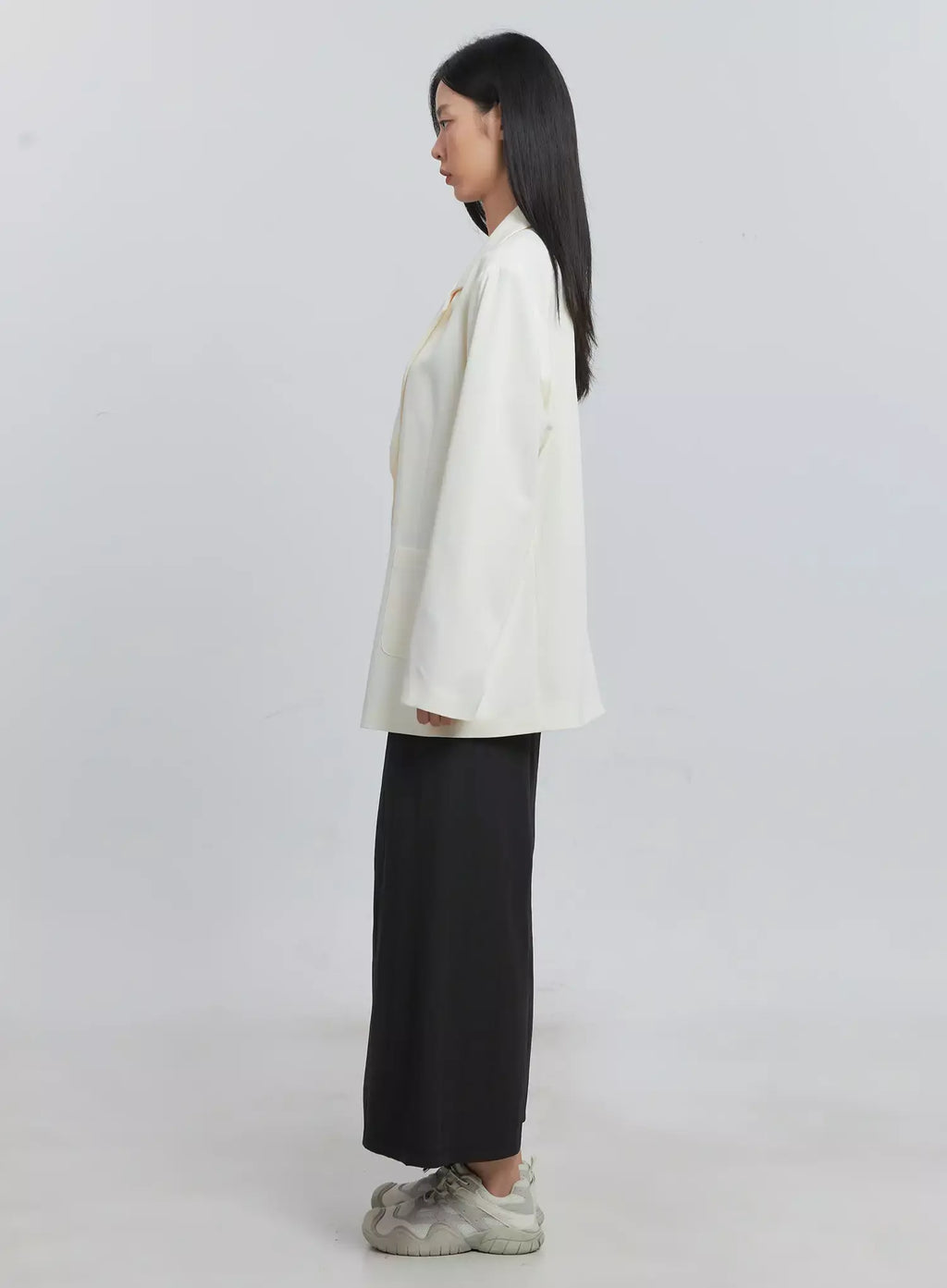 Classic Oversized Blazer (Light beige) IU512