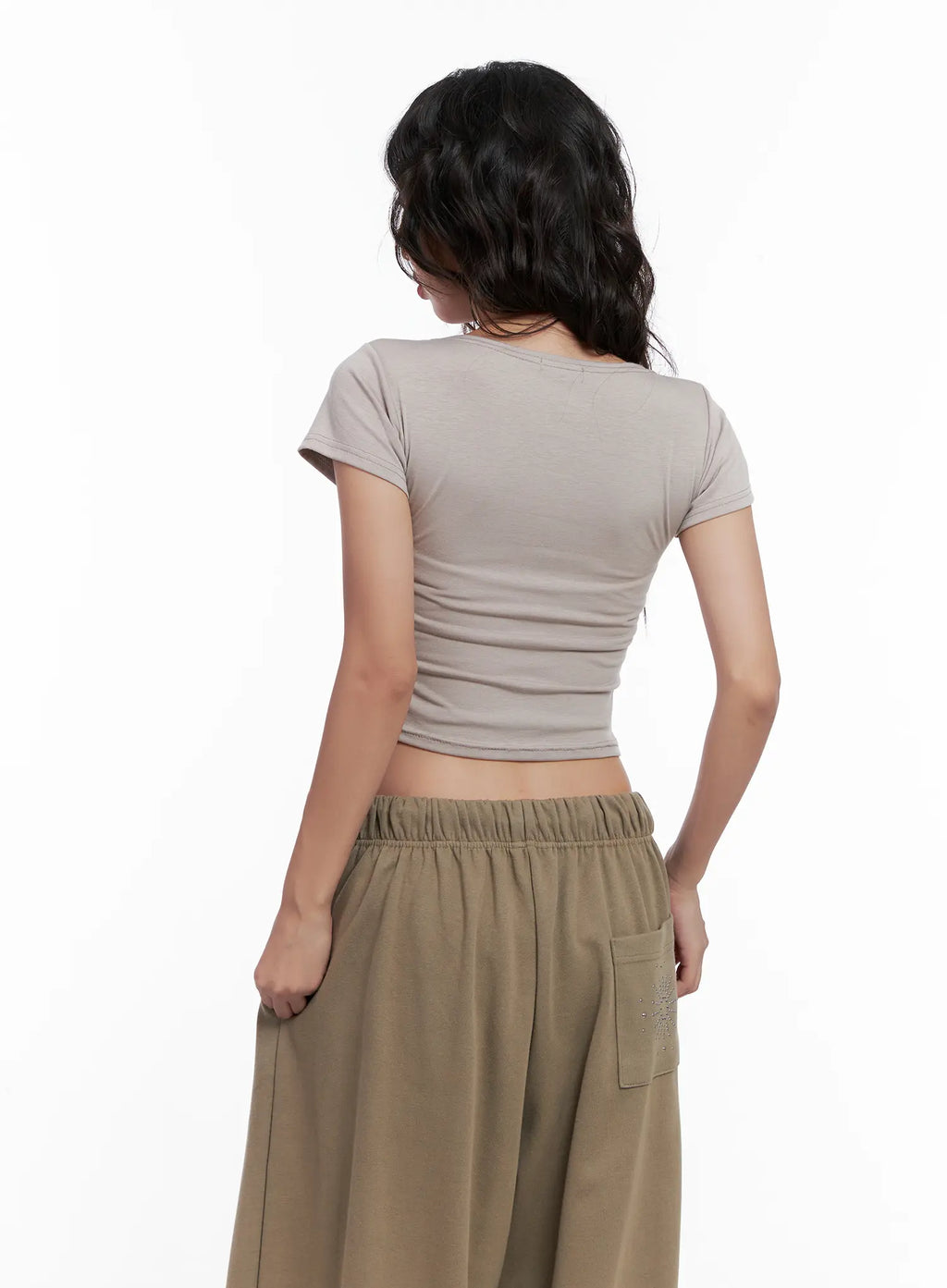 Graphic U-Neck Cropped Tee CL518