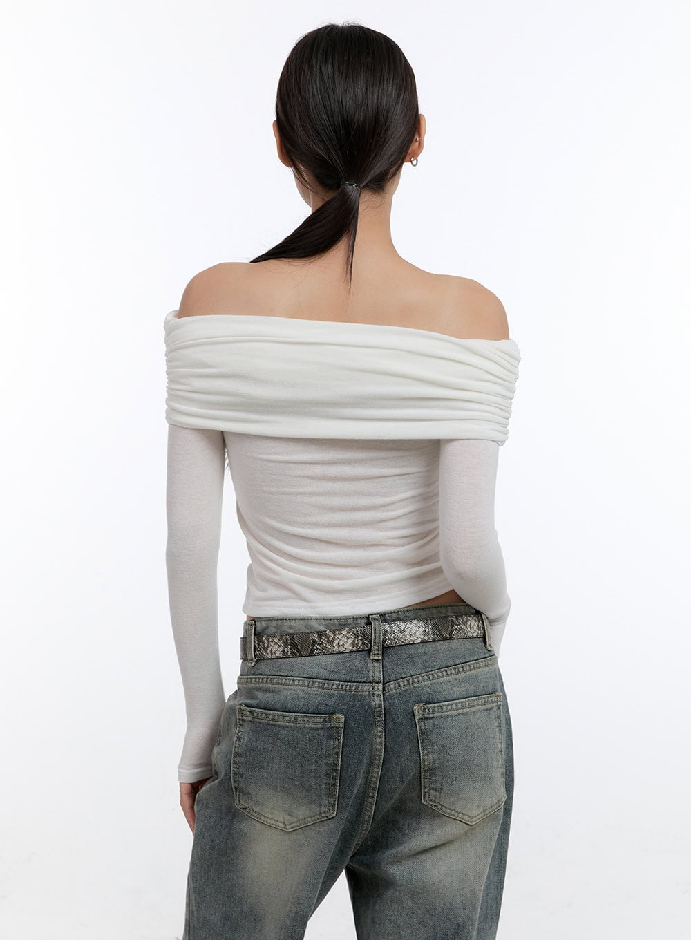 Elegant Shirred Off-Shoulder Top CN401