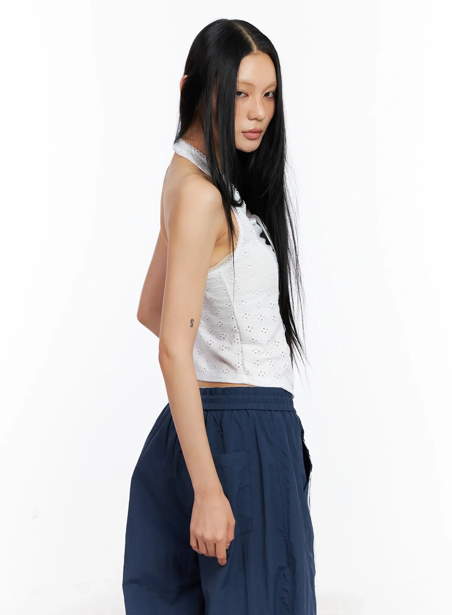 Lace Ribbon Halter Top CL529