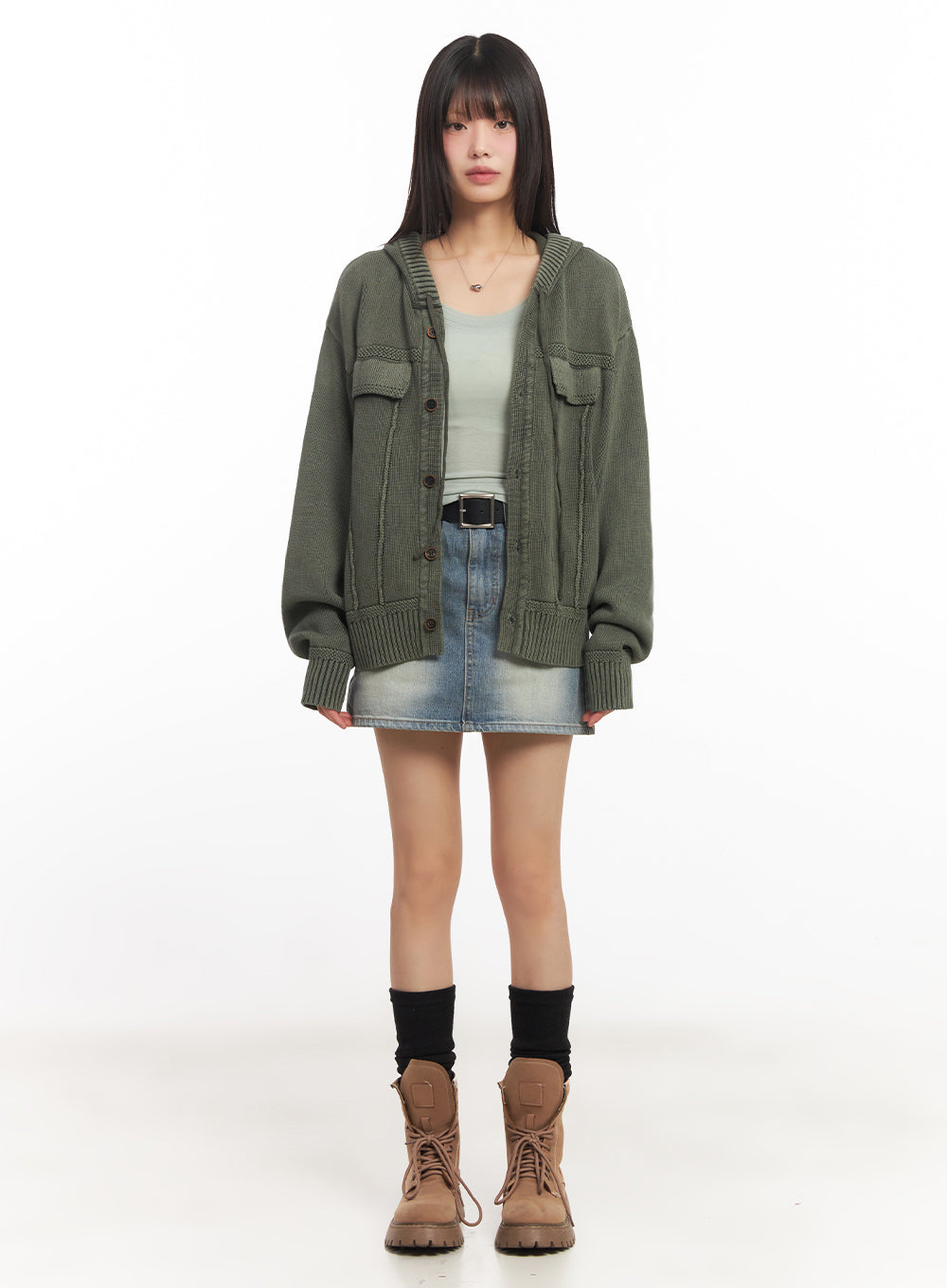 Oversized Hooded Cardigan IA528