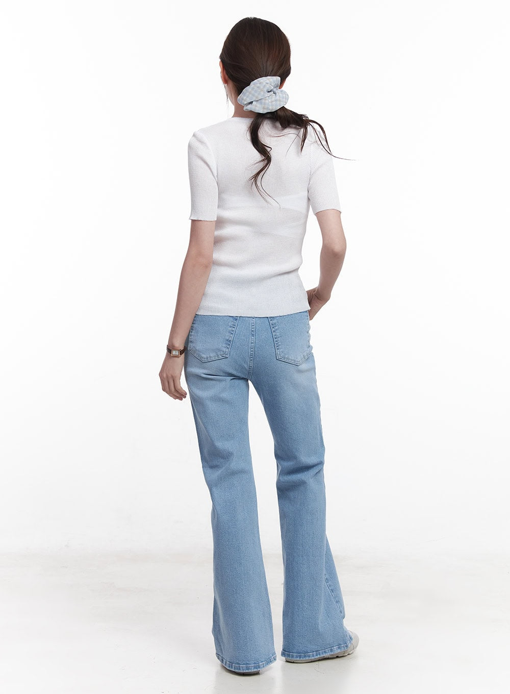 Sheer V-Neck Linen Short Sleeve Sweater CY519